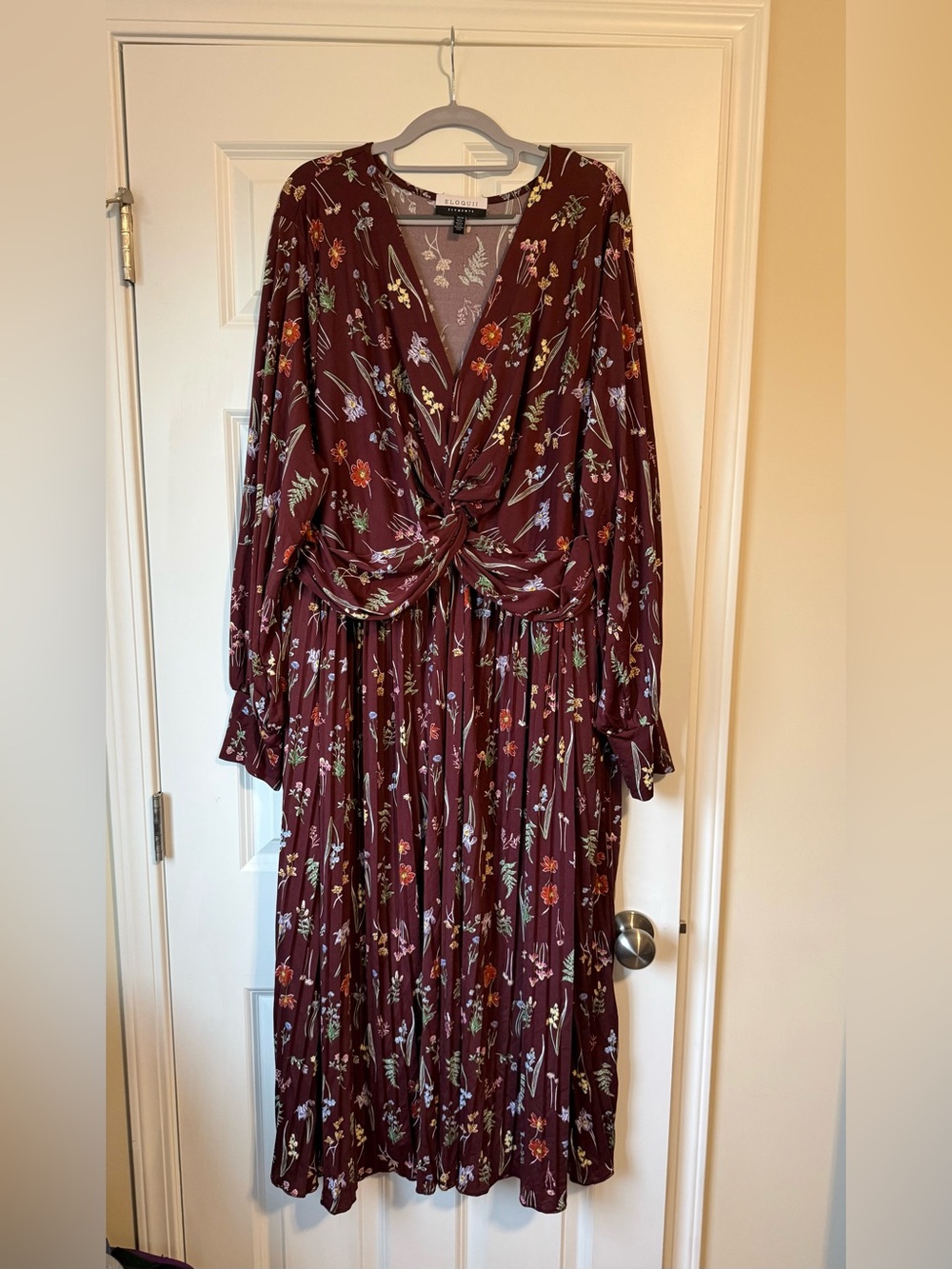 Eloquii Floral Knot-Front Maxi Dress